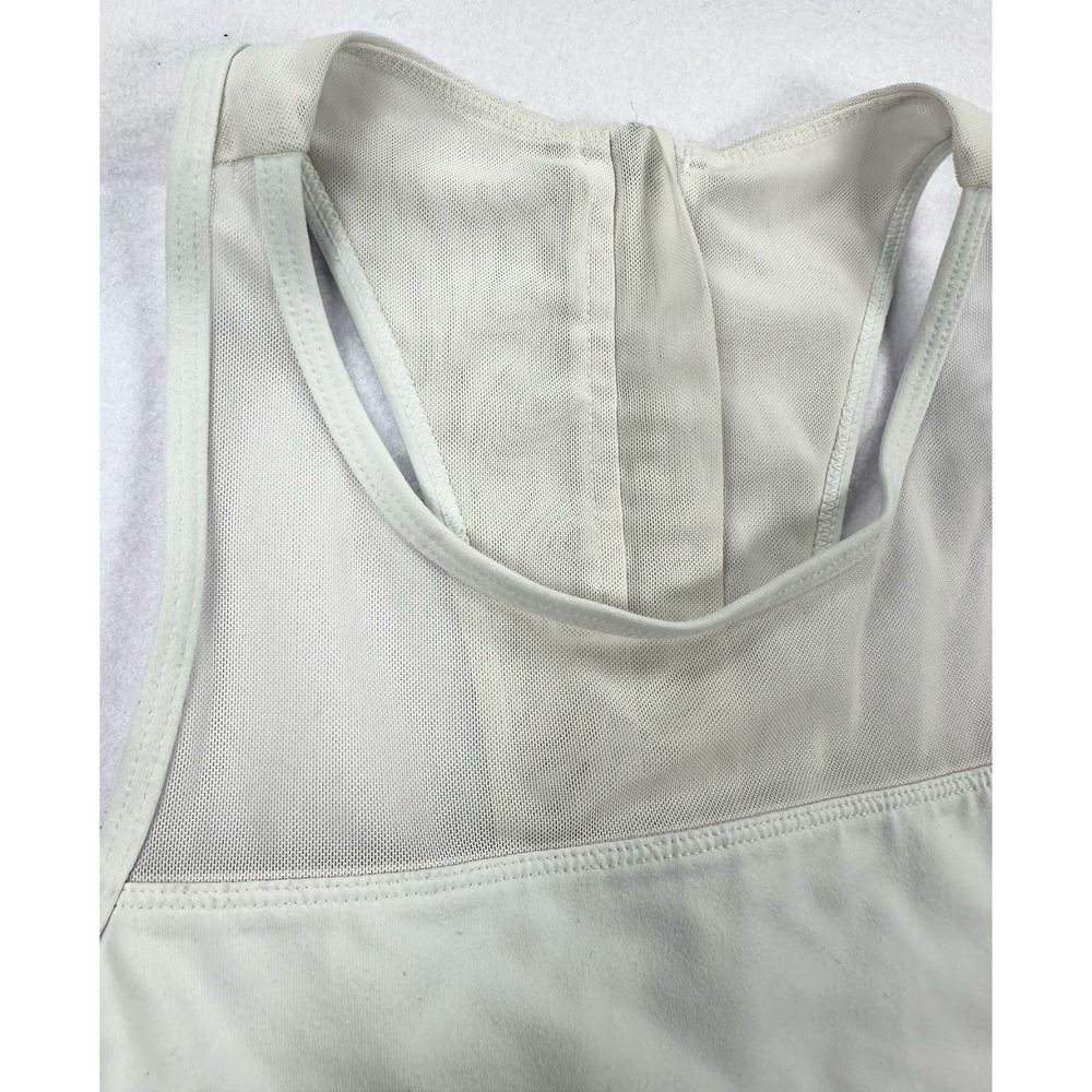 Zyia Active White Mesh High Neck Racerback Sports Bra with Back Zipper - Picture 7 of 11